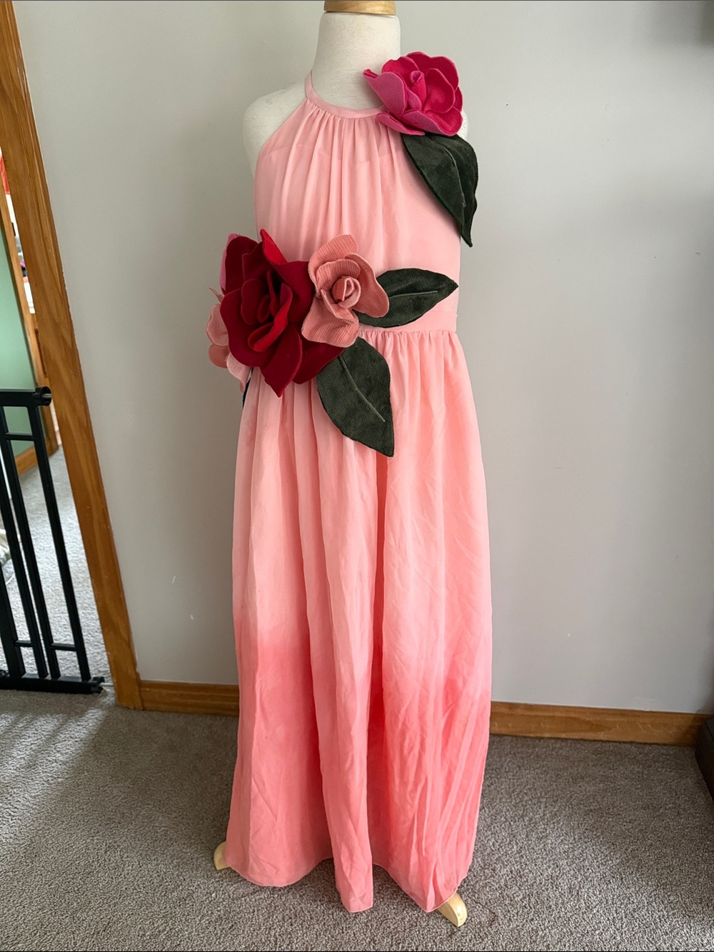 One of a Kind pink Rose Maxi Dress